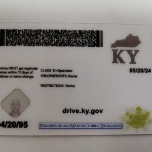 Kentucky driver's license and ID card back